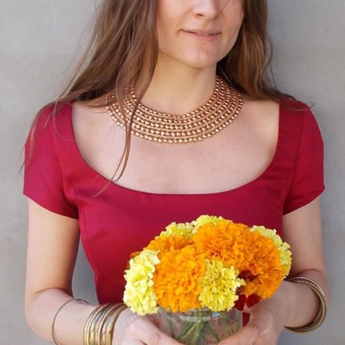 Women Statement Necklace Metal Beaded Chunky Necklace Collar Fashion Party Jewelry2