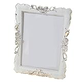 SDIUAKBV Marco de Fotos Marco de fotos cristal beige for decorar habitaciones, Halloween y Navidad(Silvery white 7in)
