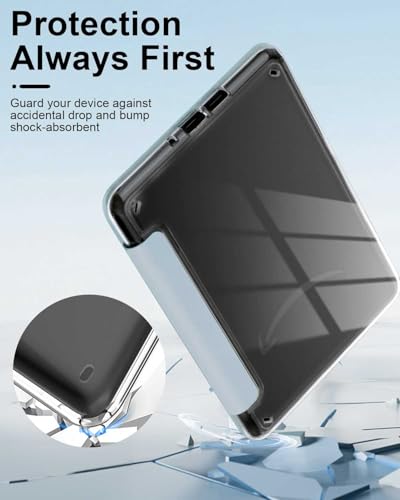 جراب حماية جلد بتصميم رفيع وشفاف مضاد للصدمات بخاصية النوم والتنشيط التلقائي لجهاز القراءة Kindle بيبر وايت الجيل 12 إصدار 2024 مقاس 7 بوصة وكيندل كولورسوفت سيجنتشر من تي تيرسيلي (أزرق)