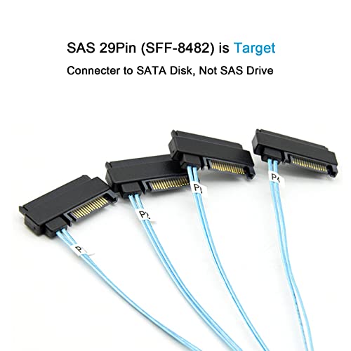 Adcaudx Mini-Sas To Sas-Cable: 1M Sff8087 To Sas Sff-8087 To Sff-8482 Connector 4X Sas 29Pin With Sata-Power Adapter Cable (3.3Ft) #TOP3