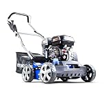 Hyundai 212cc Petrol Lawn Scarifier and Aerator, 400mm Cutting Width, 5 Cutting Heights, 45L Grass Bag, Soft Grip Foldable Handle with Height Adjustment