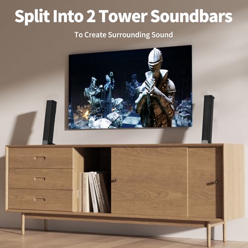 Image of LARKSOUND 2.2 CH Soundbar for Smart TV, 2-in-1 Detachable Sound Bar for TV, Gaming Monitor, Surround Sound System, Bluetooth 5.3 /HDMI-ARC /Optical /AUX Connections