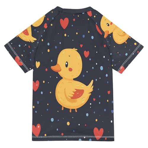 Swing Shirts Duck Polka Dot Heart Rashguard Short Sleeve Boy Swimsuit Sunscreen T-Shirts Sun Swimwear Sets UPF 50+2