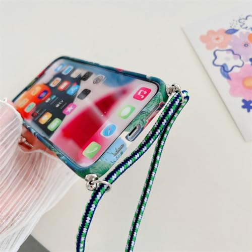 Coque cordon iPhone 12 avec motif fleur et sangle ajustable - 7