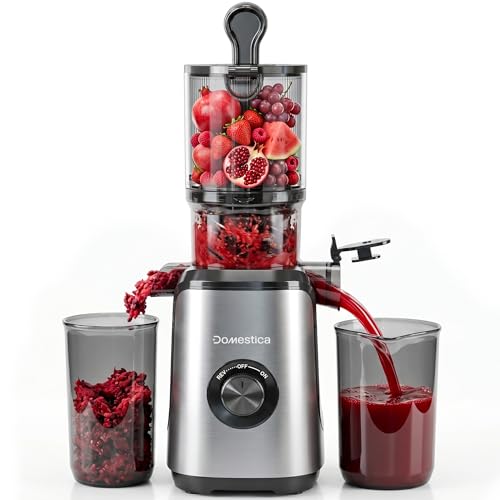 Image of Domestica Dripdrop Cold Press Juicer for Home | Slow Juicer for Fruits, Veggies & Nut Milk with BLDC Motor | High Juice Yield, Low Noise Operation | 108mm Large Chute, Easy Assesmbly & Cleaning(Black)
