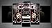 5 Panel Wall Art Hot Rod with Smoke Background On Black Painting The Picture Print On Canvas Car Pictures for Home Decor Decoration Gift Piece (Stretched by Wooden Frame,Ready to Hang)