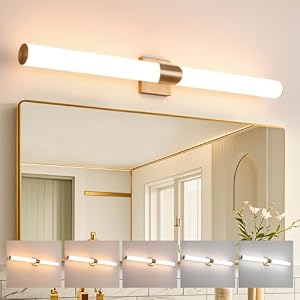 39″ Gold Bathroom Vanity Lights, Wall Sconce with Acrylic Shade