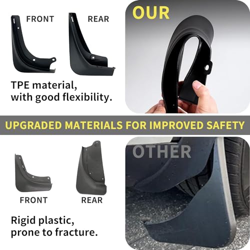 Image of Vacallity Mud Flaps for Tesla Model 3 Mud Flaps 2023 4pcs No Drill Rubber Car Mud Guard for Wheel&Tires&Splash Guards for Tesla Model 3 Accessories 2018-2023