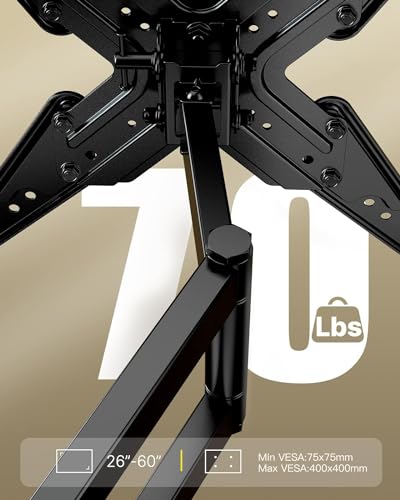 Am Alphamount APMFK2 Tv Mount, Full Motion Tv Wall Mount Swivel Tilt For 26-60 Inch Tvs And Monitors Up To 70Lbs, Single Stud Corner Outdoor Wall Mount Tv Bracket Articulating Extension Leveling Max Vesa 400X400Mm thumb #5