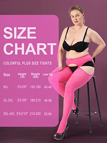 Image of HONENNA Plus Size Suspender Tights for Women, Semi Opaque Sexy Garter Belt Nylons Mock Thigh High stockings