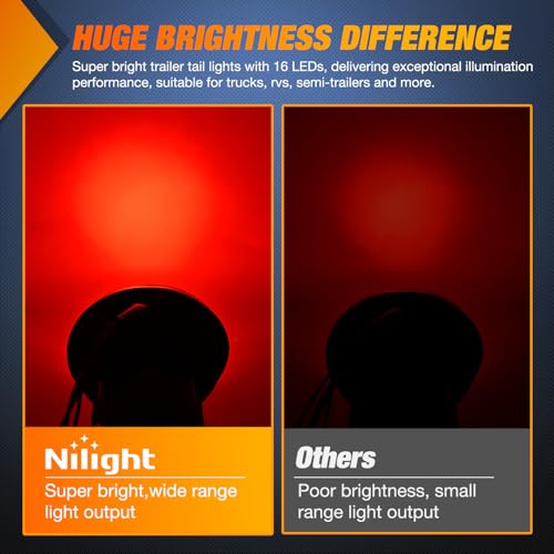 Nilight Trailer Tail Lights 2PCS 4Inch Round 16LED Red White Chrome by Nilight - Used condition - Image 5