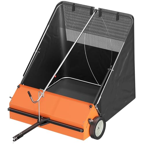 VELPAX 50" Tow Behind Lawn Sweeper,Pull Behind Lawn Sweeper,with 26 cu. ft. Large Capacity Leaf Collector,Adjustable Sweeping Height for Yard,Farm