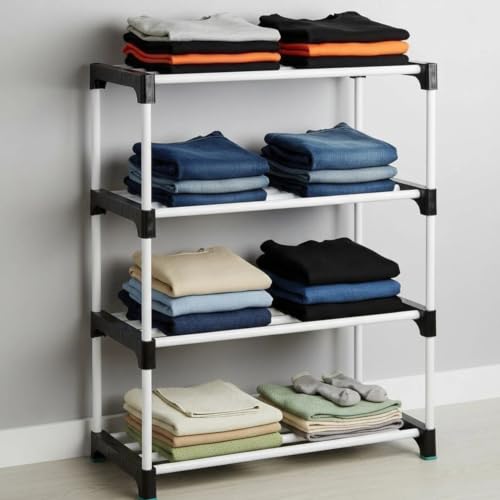 Image of 4-Layer Shoe Rack Stand for Entryway & Closet, Space-Saving Storage Solution for Sneakers, Heels, Sandals & Boots, Tool-Free Assembly, Non-Slip Feet, Sturdy