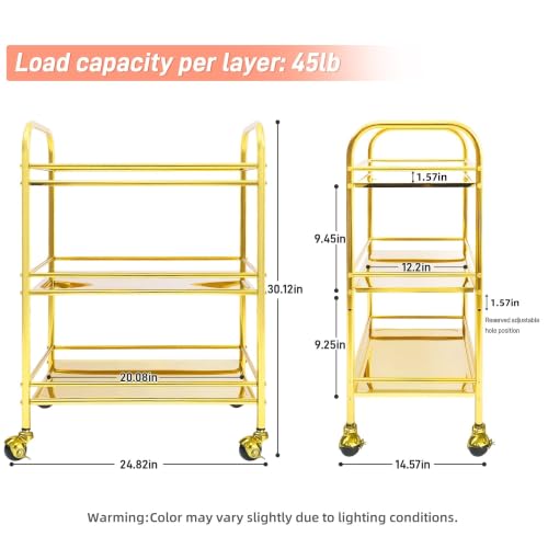 susunnus 3-Tier Gold Stainless Steel Bar Cart with Lockable Wheels,Home bar by susunnus - Used condition - Image 2