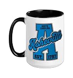Historic Asheville Established 1797 NC Blue Ridge Vacation Ceramic Mug, Black/White, 15oz