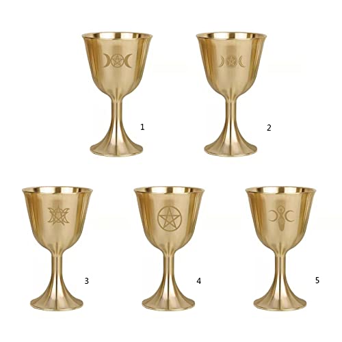 Rituale Cup Triple Moon Calice Chalic Prop Divinazione Strumento astrologico Wi Goldplating Ottone Stoviglie Chalic Prop - immagine 4