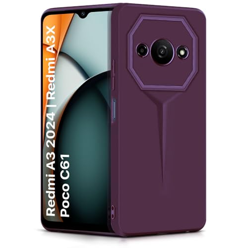 Image of WOW IMAGINE Slim Back Cover for Mi Redmi A3 | Redmi A3X | Poco C61 | Blade Series Ultra Thin Case with Lightweight Design | Camera Protection | Soft Matte Silicone Flexible Mobile Case - Purple