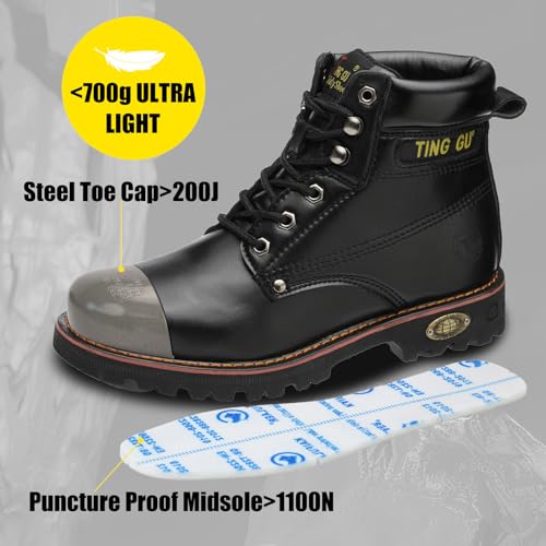 Image of Welding Work Boots for Men Women Slip on Steel Toe Safety Shoes Comfortable Indestructible Work Boots Puncture Proof Lightweight Breathable Construction Shoes