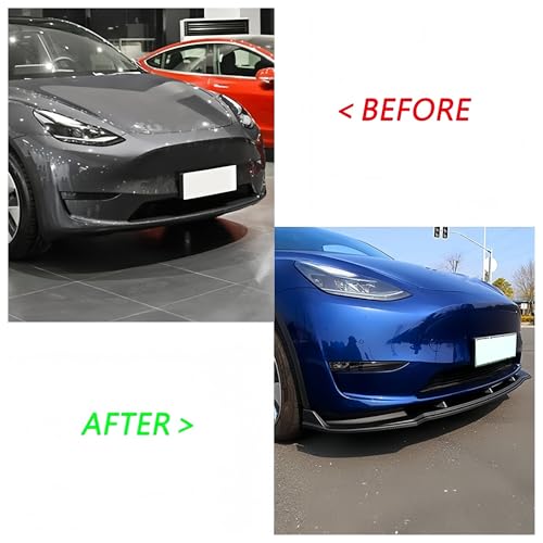 Alerón delantero para Tesla Model Y 2019-2024, kit de carrocería negro de 3 piezas 5