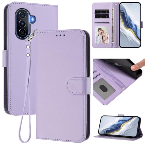 Pzwoxukhov Compatible with Huawei Nova Y70 / Nova Y70 Plus Case Cover,Compatible with Huawei Enjoy 50 Phone Case,Solid Color flip Shockproof Case Cover Purple