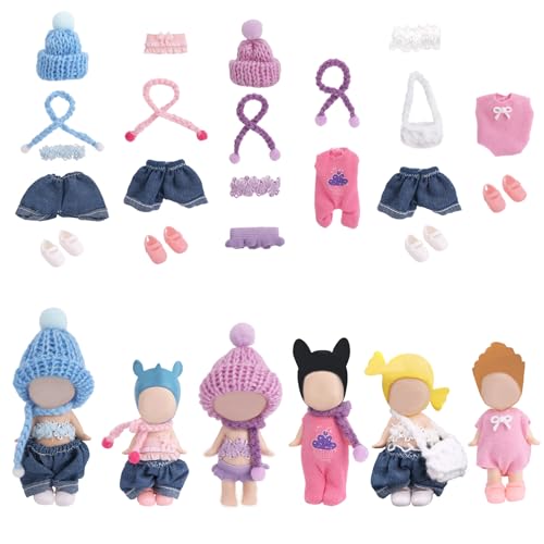 Goktvai 6 Sets Doll Clothes for 7.62cm/3 Inches Adorable Mini Clothes Set Funny Doll Outfits Costume Accessories Suitable for Dressing and Displaying