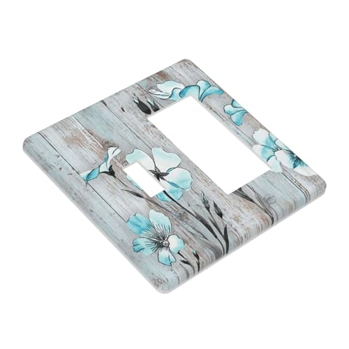 Placa frontal eléctrica premium con estética floral de madera para doble interruptor 4