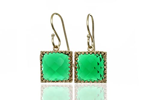 Boucles d'oreilles vintage émeraude artisanales pour femme élégante