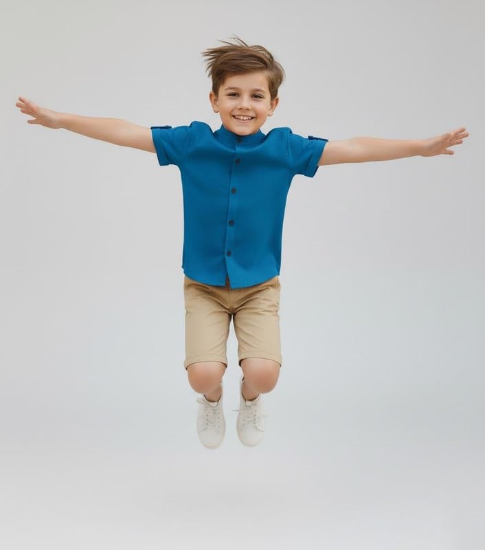 Image of Elegant Boys Shirt in Solid Pattern with Long Sleeves - Soft Fabric Ideal for Kids' School & Outings