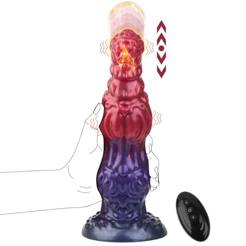 Monster Huge Dildo Thrusting Vibrator with Heating & Remote Control - 9.6 Knot Dildo Sex Toys for Women, Anal & G Spot Stimulation, Adult Toys with10 Thrusting 10 Vibrating Modes & Strong Suction Cup