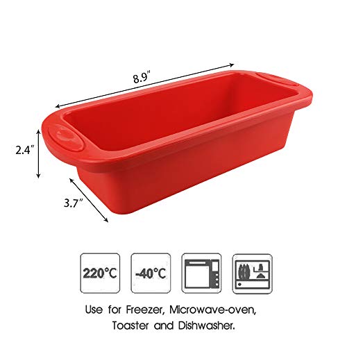 Silicone Bread and Loaf Pan - SILIVO Non-Stick Silicone Baking Mold for Homemade Cake, Bread, Meatloaf and Quiche - 8.9"x3.7"x2.5"