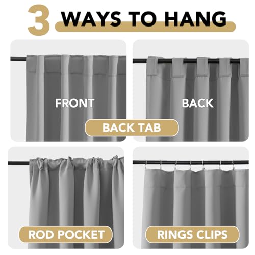Image of H.VERSAILTEX Blackout Curtains Thermal Insulated Window Treatment Panels Room Darkening Blackout Drapes for Living Room Back Tab /Rod Pocket Bedroom Draperies, 52 x 63 Inch, Grey, 2 Panels