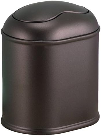 InterDesign York Compact Wastebasket Trash Can with Flip Top for Vanity or Countertop – Pack of 2, 1.5 Quart Capacity, Bronze image 4
