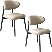 Vista 42 de YVYKFZD Dining Chairs Set, Upholstered Kitchen Chairs, Dining Room Chair with Wooden Legs and Curved Back, Leather Living Room Chair, for Offices