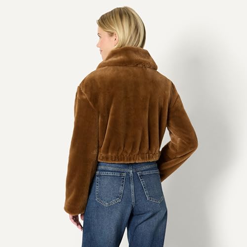 Image of Amazon Essentials Women's Oversized-Fit Cropped Faux Fur Jacket with Collar