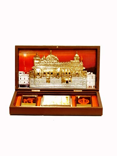Northland Gold Plated Satnam Shree Waheguru Figurines in Wooden Box with Chandan Fragrance , 5.2 x 4 x 3.5 cm, Brown