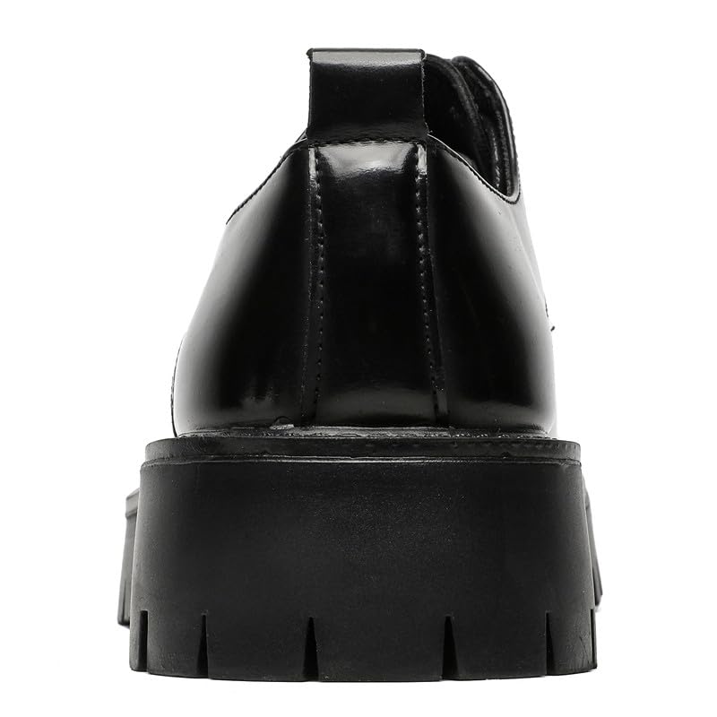 Santimon Men's Leather Lace Up Platform Oxfords Round Toe Chunky Lug Sole Added Height Casual Derby Shoes Classic Work Office Business Dress Shoes3