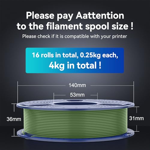 Image of SUNLU PLA Plus Filament 16 Color Bundle Multicolor, PLA+ 3D Printer Filament 1.75mm, Mini Spool, Individually Vacuum Packed, 0.25kg per Spool, 4kg in Total, 16 Pack.