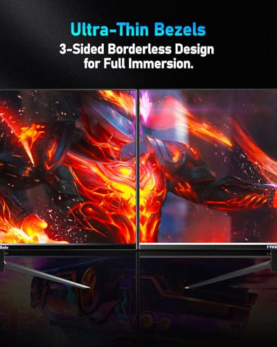 Image of FYHXele 24 Inch Gaming Monitor FHD 1080P Fast IPS 180Hz, 165Hz Refresh Rate, 1ms, HDR Computer Monitor, HDMI, DisplayPort, Eye Care for Gamers, Compatible Wall Mountable Installs-Black