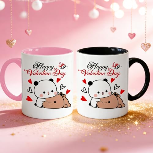 Jonuin Bubu Dudu Taza 330 ml, Bubu Dudu Love Taza de cerámica para té y café, taza de cerámica dulce, tazas clásicas, el mejor regalo tazas de café divertidas, taza de cerámica (San Valentín)