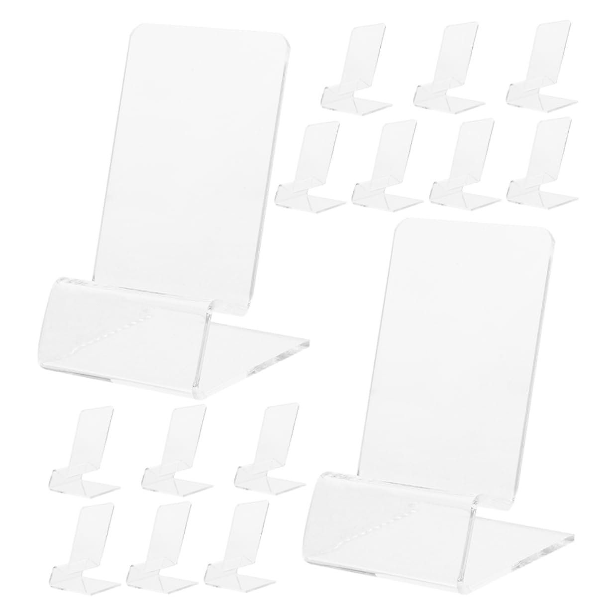 Soporte para Teléfono Móvil Uso Manos Libres Transparente de Escritorio Compatible con Varios Modelos 15 Unidades, Acrílico Resistente, Compacto para Oficina y Hogar