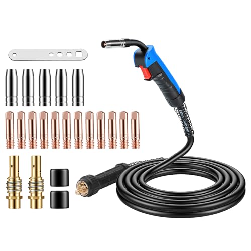 BOSYTRO Torche de Soudage MIG/MAG MB15 AK, 4m avec Connecteur Euro et Set de 22 Pièces d'Usure incl. Diffuseur Cuivre & Guides-Courant, 180A pour Soudage CO₂/Argon en Atelier & Industrie
