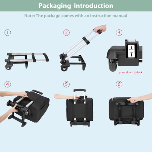 MATEIN Rolling Laptop Bag for Women, 15.6 Inch Rolling Briefcase with Wheels &Detachable Cart, Roller Computer Teacher Tote Bag with Insulated Lunch Box Gift for Nurse Work Business Office, Deep Black2