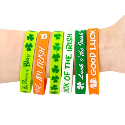 Moon Boat 144PCS St. Patrick's Day Shamrock Rubber Wristbands Bracelets - Party Favors Supplies Gifts Decorations, 6 Styles by Moon Boat - Image 5