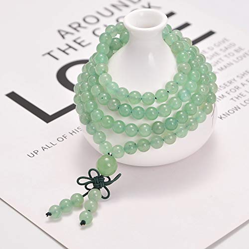 AD Beads 6mm Natural Healing Gemstones Buddhist 108 Prayer Mala Stretchy Bracelet Necklace