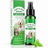 Flea and Tick Spray, Flea Tick and Mite Flea Treatment Spray for Dogs & Cats | Plant Based Formula (3.38 fl oz)