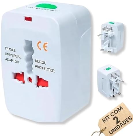Kit 2 Adaptadores de Tomada Universal Para Viagem Internacional B...