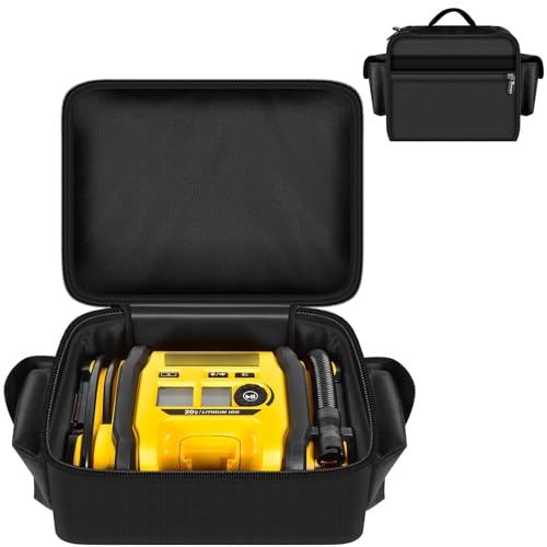 Tanmqin Air Compressor Bag Case Compatible with DEWALT 20V MAX Tire Inflator DCC020IB, Portable Storage Carrying Organizer for Air Pump,Battery Pack, Charger and Accessories (Box Only, All Black)