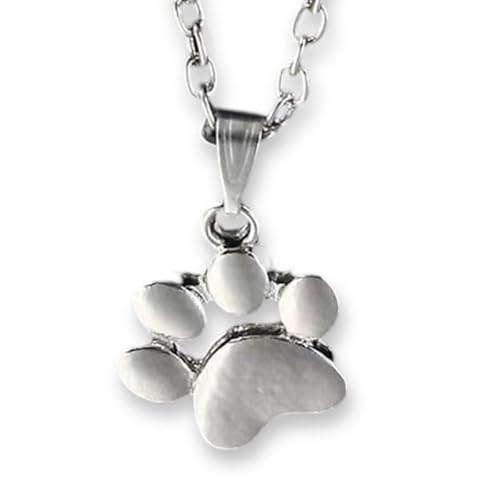 Pidak Collar con colgante de huella – para amantes de los animales, 1,2 x 1,4 cm, cadena de 52 cm (20,47 pulgadas), zamak, plata/oro, XL, Metal, No es una piedra preciosa