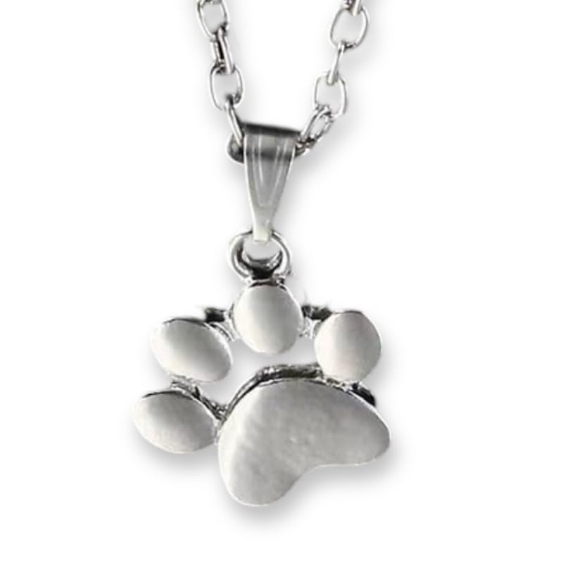 Pidak Collar con colgante de huella – para amantes de los animales, 1,2 x 1,4 cm (0,47' x 0,55'), cadena de 52 cm (20,47 pulgadas), Zama, Plata/Oro, XL, Metal, No es una piedra preciosa