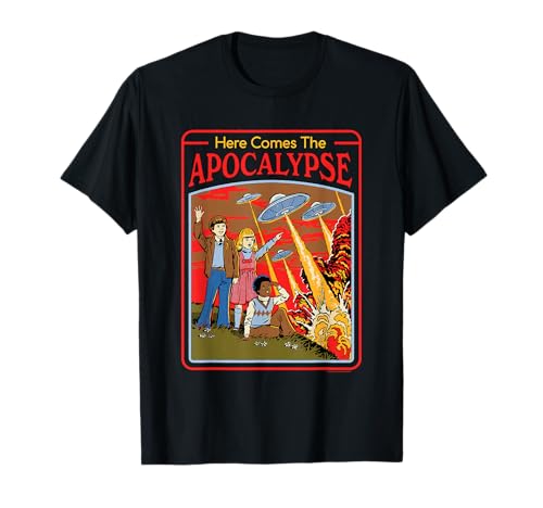 Steven Rhodes Here Comes The UFO Apocalypse Retro Dark Humor T-Shirt